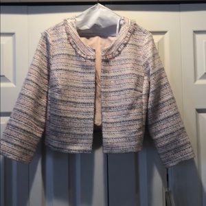 Karl Lagerfeld Tweed Fringe Crop Jacket